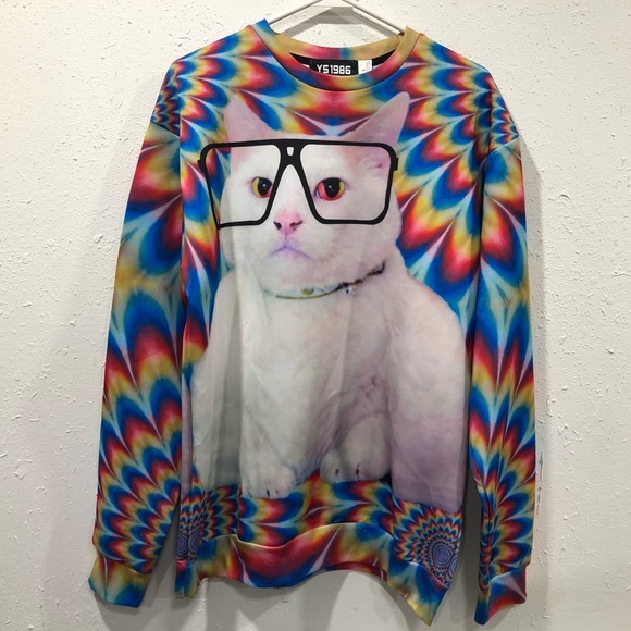 YS1986 Other - Sunglasses Cat Colorful Kitty Tripping Sweatshirt
